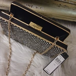 Black Crystal Mesh Clutch